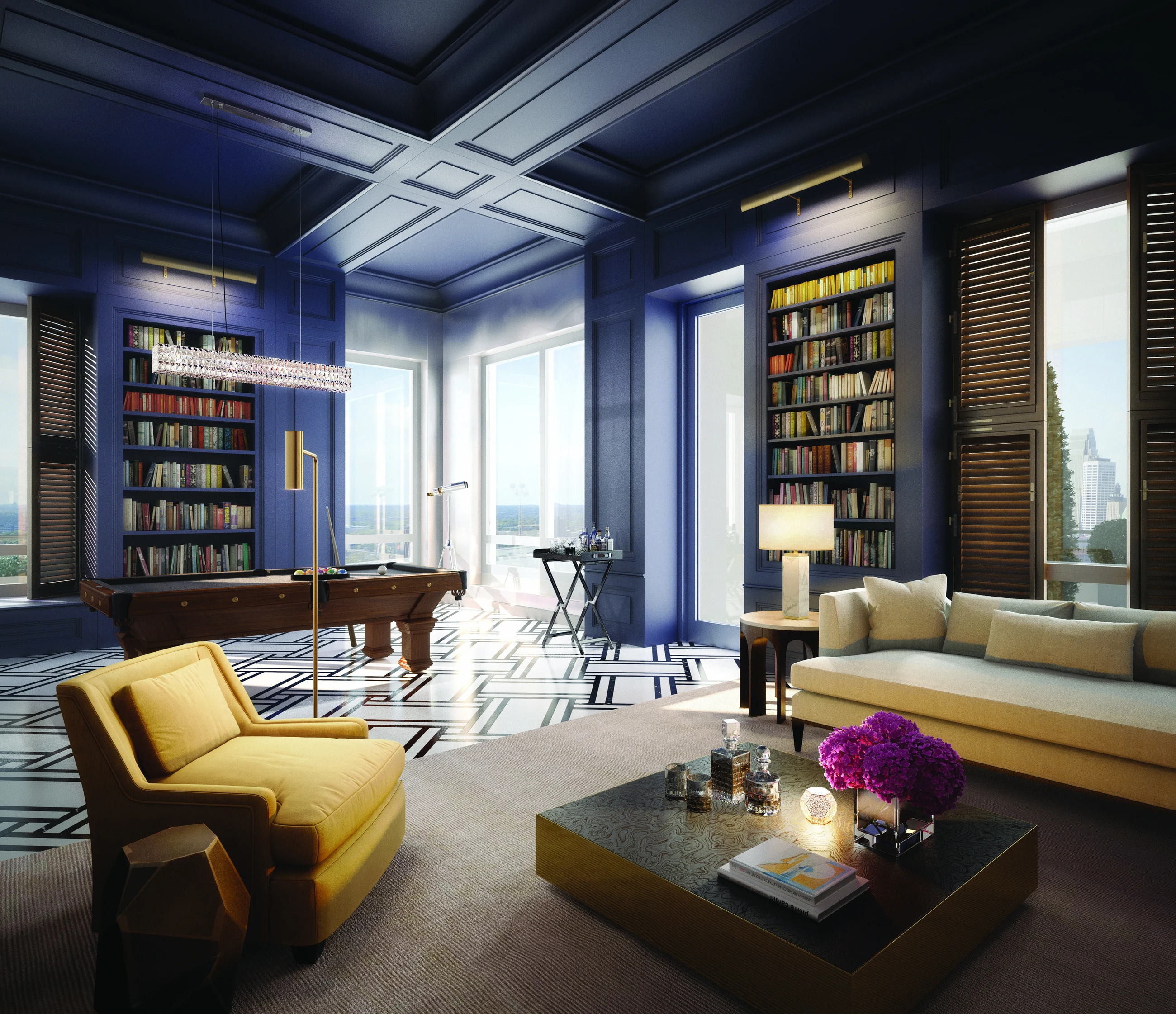 Luxury residential library visualization