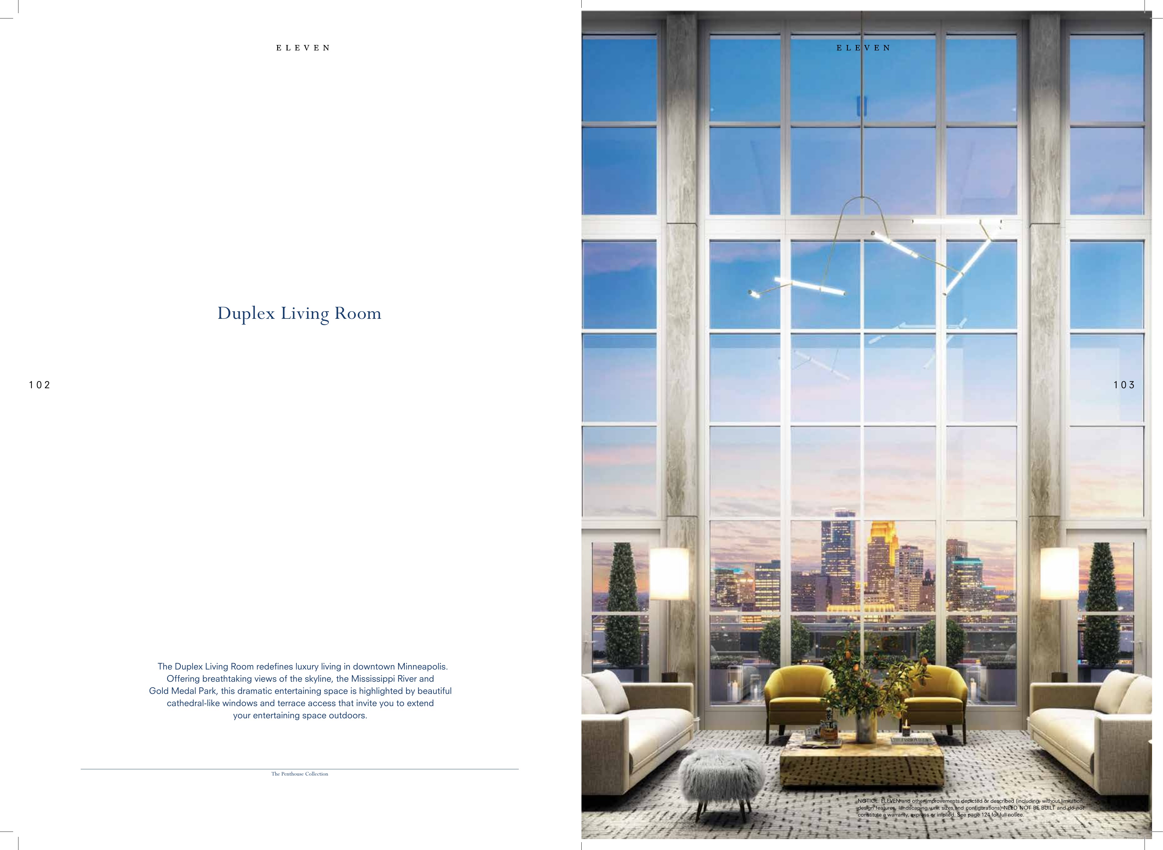 Eleven Penthouse Collection duplex living room